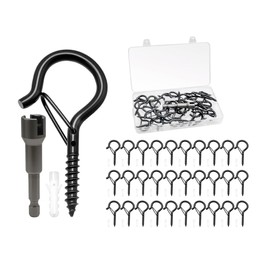 Kellegour Pack of 30 Screw Hooks, Stainless Steel Black, Hooks for Screwing with Security, Ceiling Hooks, Coated Multi-Purpose Hooks for Plants, Flower Pots, Decorative Lights, Hammocks, Cups