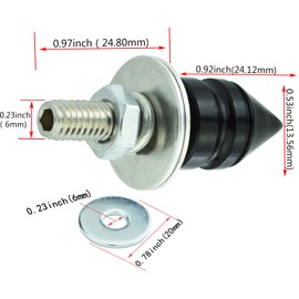 Abfer Spike Shape License Plate Fasteners Bolt 4Pcs Anti Theft License Plate Screw Frame Kit Fit Most Vehicle Motorcycles Trucks (Black)