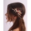 Teyglen Bride Red Rhinestone Wedding Hair Clip Bridal Pearl Crystal