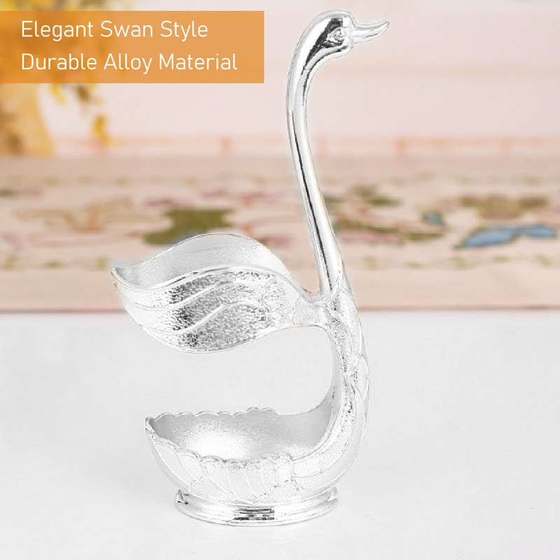 Coffee Spoon Holder Elegant Swan Shaped Alloy Mirror Polish Rich