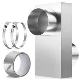 0-5'' Adjustable Periscope Dryer Vent Kit, Dryer Vent Connector for Tight Space Aluminum Telescoping Duct Hose Pipe Adapter Space-saving Replacement Vents with 2 Clamps and Aluminum Foil Tape
