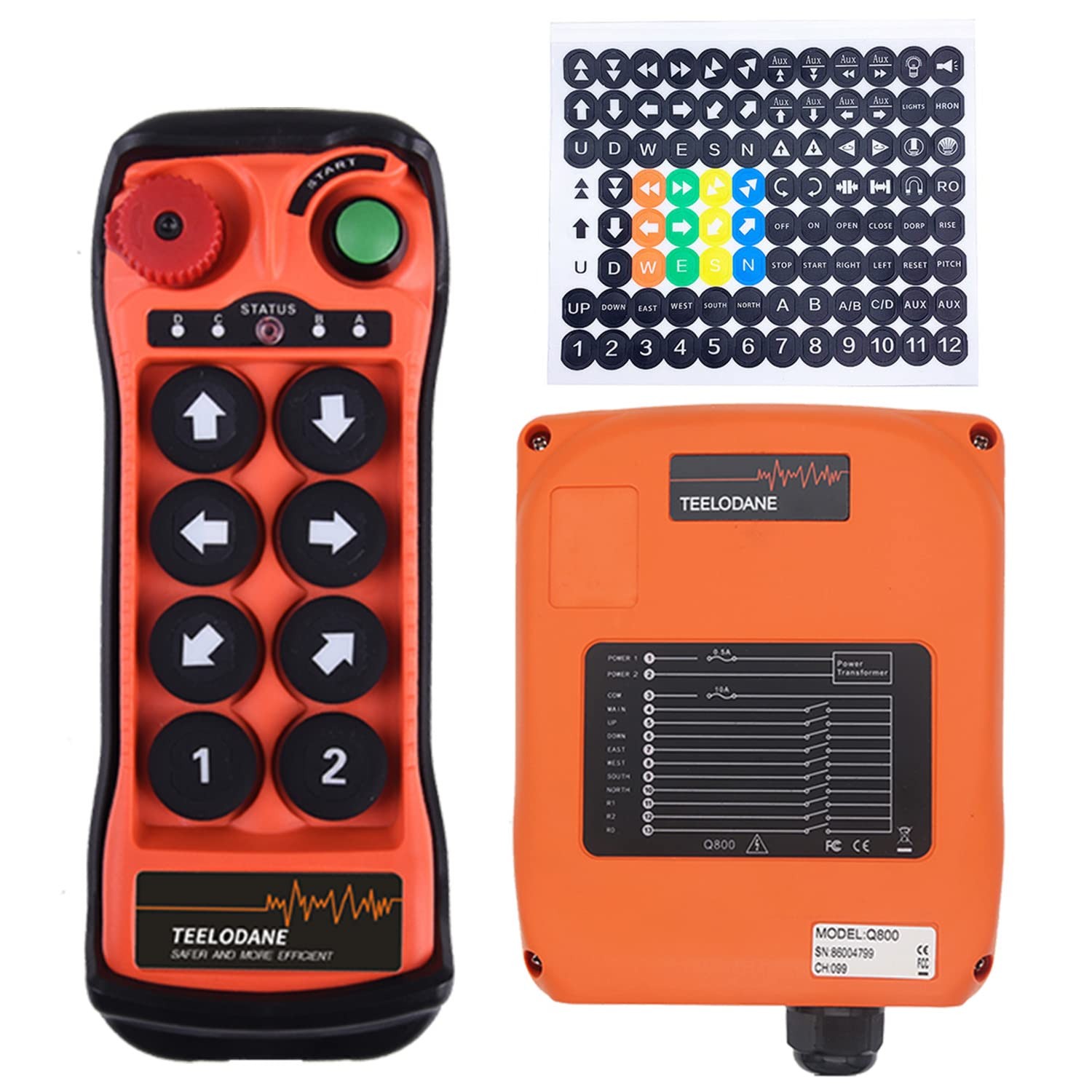 Q800 Industrial Wireless Crane Remote Control kit 8 Button 12v 24v ...