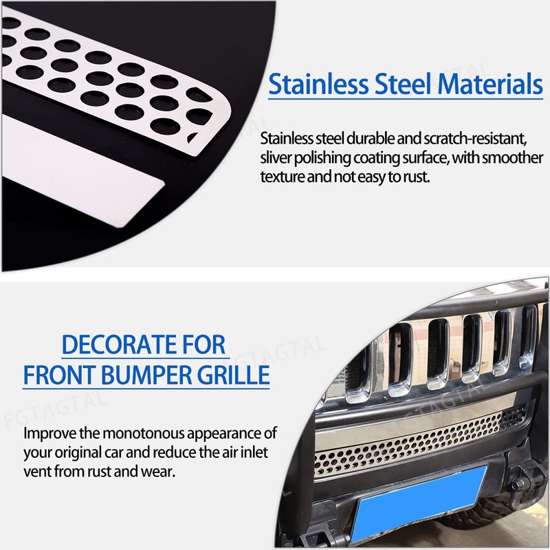 Front Bumper Grille Cover Compatible with Hummer H3 2005-2009, Car