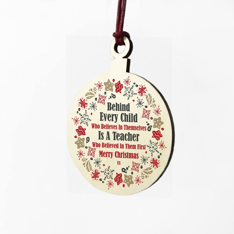 Gift For Teacher From Child Wooden Bauble THANK YOU Gift