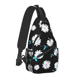 White Flower Daisy Unisex Chest Bags Crossbody Sling Backpack Travel Hiking Daypack for Women Men Shoulder Bag for Casual Sport Climbing Runners