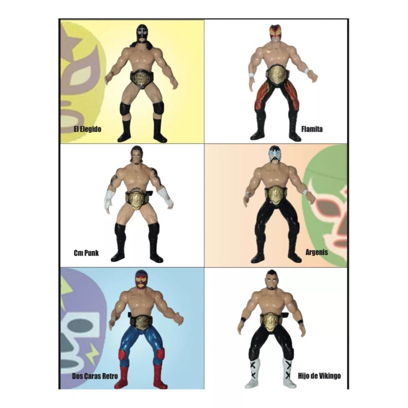 Didier Market Pack 5 Muñecos Luchadores Coleccionables Lucha Libre
