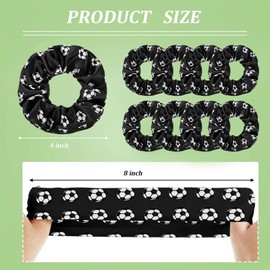 WILLBOND 8 Pieces Soccer Hair Scrunchies Football Hair Ties Elastic Bands Girl Gifts Ponytail Holders Sport Accessories for Girls Women Players Coaches Teams(Black)