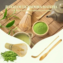 XWLKCYMX Juego de batidor Matcha de 4 piezas, tradicional de bambú, bambú natural batidor de té Matcha Chashaku para accesorios para hacer té