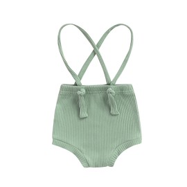 Douhoow Infant baby girl boy clothes Suspender Shorts Simple Solid Overall Adjustable Strap Jumpsuit Summer Casual Outfit (Lake Green, 12-18 Months)