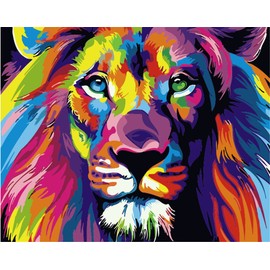 Komking Paint by Numbers for Adults Kids, Paint by Numbers Animals Painting Kit for Art Crafts Kits Gift, Colorful Lion 16x20inch Without Frame