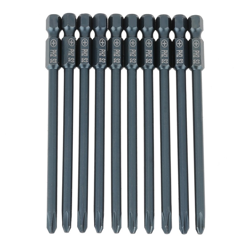 10pcs S2 Steel Cross Head PH2 Screwdriver Bits Set 1/4inch