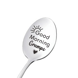 Gramps Grandpa Birthday Gifts from Grandson Granddaughter Papaw Grandfather Christmas Gift for Men Good Morning Gramps Engraved Spoon Gift for Granddady Long Distance Gifts from Grandkids