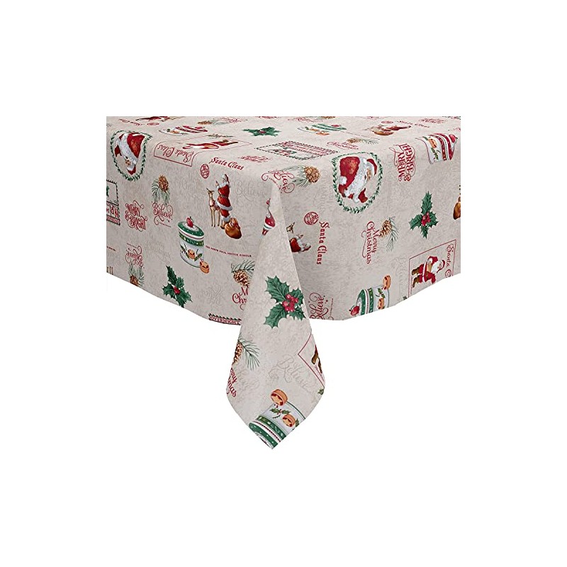 Karina Home Christmas Santa Claus Cream PVC Vinyl Wipe Clean