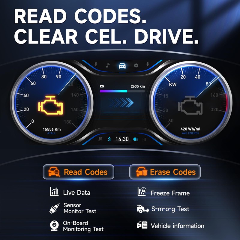 Upgraded of NT301, 2-in-1 FOXWELL NT301 Plus OBD2 Scanner Battery