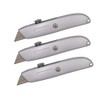 Wideskall® Heavy Duty Box Cutter Retractable Blade Metal Utility Knife (Pack of 3)