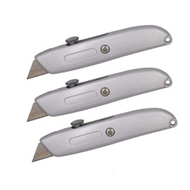 Wideskall® Heavy Duty Box Cutter Retractable Blade Metal Utility Knife (Pack of 3)