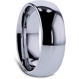 Resolute - Men's Tungsten Wedding Band Domed White Ring - 2mm - 12mm
