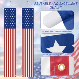 Babycop 4th of July Decorations, Patriotic Decorations, Outdoor Hanging American Flag Banners Weather-Resistant, Pre-Assembled Porch Signs for Independence Day, Memorial Day, Veterans Day - Red White Blue (2 Pcs)