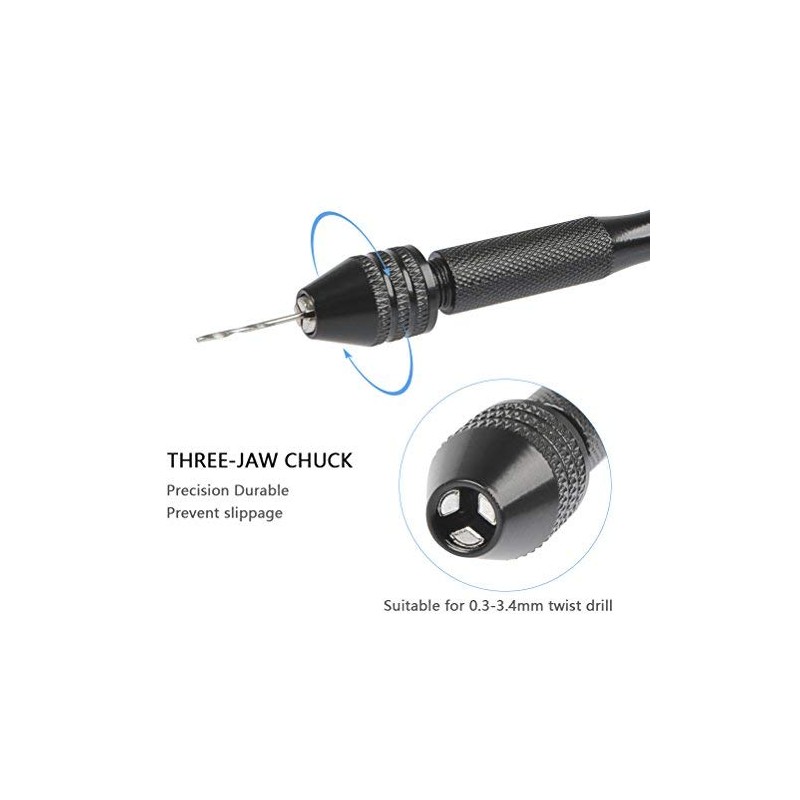 FOCCTS 25Pcs Pin Vise Hand Drill Set Holding 0.3-3.4mm Bits