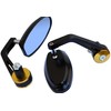 MotorToGo Black Handlebar End View Mirrors with Golden Cover for