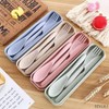 4Pcs Wheat Straw Travel Silverware Set with Case - Reusable