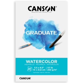 Canson Graduate Watercolor Pad, Foldover, 5.5x8.5 inch, 20 Sheets | Artist Paper for Adults and Students - Painting, Gouache, Mixed Media and Ink