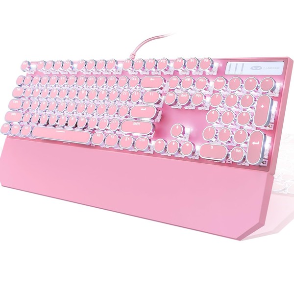 Camiysn Camiysn Typewriter Style Mechanical Gaming Keyboard, Pink Retro Punk
