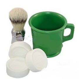 William Marvy Rubber Shaving Mug, Omega Brush, & Soap Gift Set