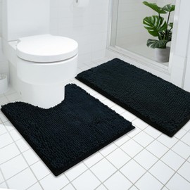 AINAHYVA Toilet Rugs U-Shaped, Soft Non Slip, Water Absorbent, Dries Quickly, Machine Washable Thick Bathroom Rugs, 20"x 24",Red