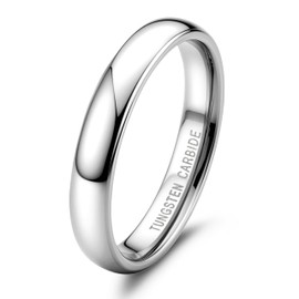 Jstyle 4mm Tungsten Rings for Men Women Hypoallergenic Wedding Band Rings Silver Domed High Polish Comfort Fit Size 6 Not Tarnished