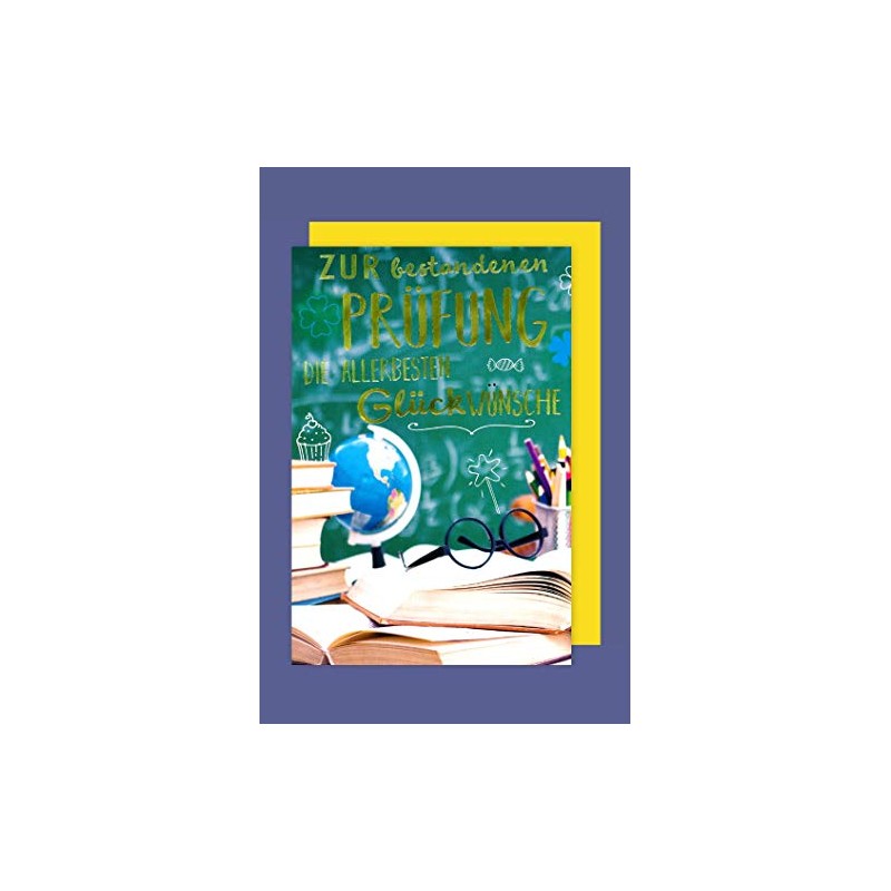 Exam Greeting Card Passed Congratulations Foil Print Globe 16 x