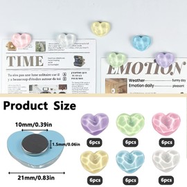 36 PCS Cute Fridge Magnets, Small Love Heart Refrigerator Magnets Funny Colorful Decorative Magnets for Whiteboard Locker Home Kitchen Office Classroom Decor (6 Colors)