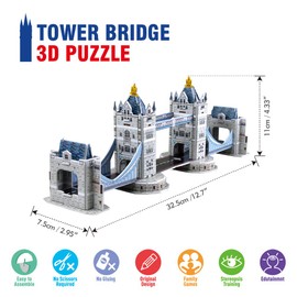 CubicFun 3d Jigsaw Puzzle for Kids UK London Architecture Building Model Landmark Kit Gift for Children, Tower Bridge Big Ben (Small 3 UK Puzzles)