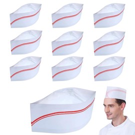 GAVIK 10pcs Paper Chef Hats, Disposable Chef Hats, Food Server Hats, Retro Chef Hats for Theme Restaurant White