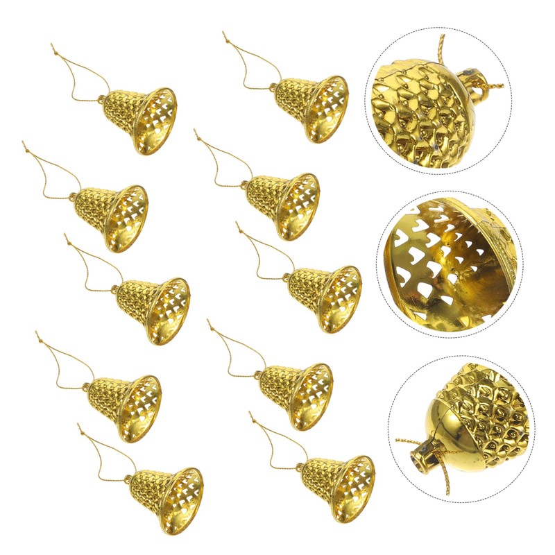 Ipetboom 12pcs Xmas Bell Pendant Ornaments Festive Plastic Hanging Decorations