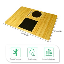EUNEWR Sofatablett aus Bambus, Sofatisch für Armlehne mit Anti-Rutsch, Couch Ablage flexibel für Sofa, abgerundete & quadratische Armlehnen (Naturfarbe)