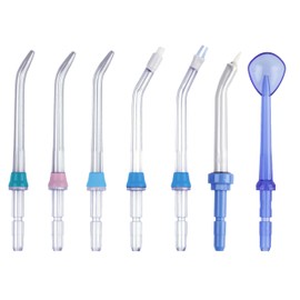 Aquapik® PRO Dental Irrigator Nozzles | Set of 7 Universal Compatible Nozzles | Multifunctional Replacement | Family Colors | Hygienic Case | Compatible with Waterpik 660