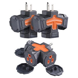 SURAIELEC 3 Way Plug Wall Adapter, 3 Pack Outdoor 1 to 3 Outlet Splitter, Multi Plug Outlet Extender, Waterproof Electrical Multiple Plug Expander for Outside Garage Cruise, Grey, ETL Listed