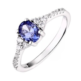 Old English Jewellers 925 Sterling Silver 1.50ct Tanzanite Cz Oval Engagement Ring size J K L M N O P Q R S - Rhodium Overlay (J)