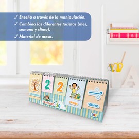 Calendario I Material didáctico para preescolar I Calendario de escritorio I Juguetes Montessori I Juegos didacticos I Calendario perpetuo