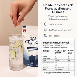 Sal Celtica | Celtic Salt | 84 Minerales | Electrolitos Naturales | Sin Refinar | Secado al Sol | 500g | 400+ Porciones