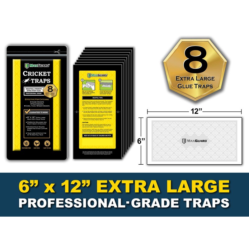 MaxGuard Extra Large Cricket Traps (8 Traps) | Non-Toxic Extra