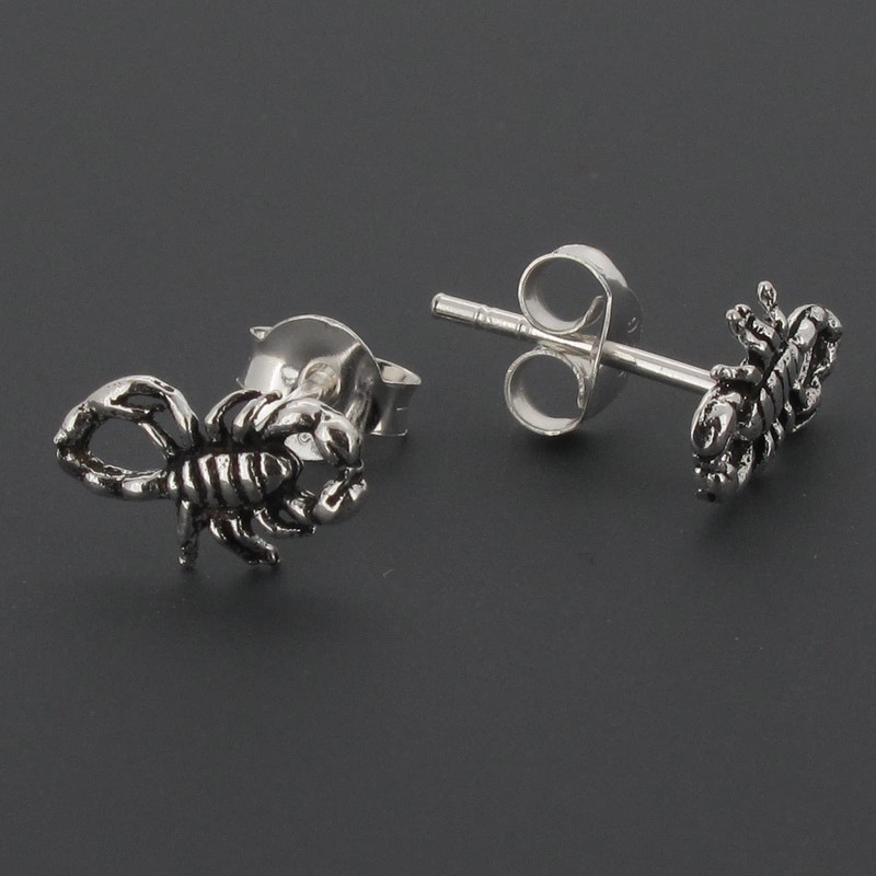 Touch Jewellery 925 Sterling Silver Scorpion Stud Earrings with Oxidized