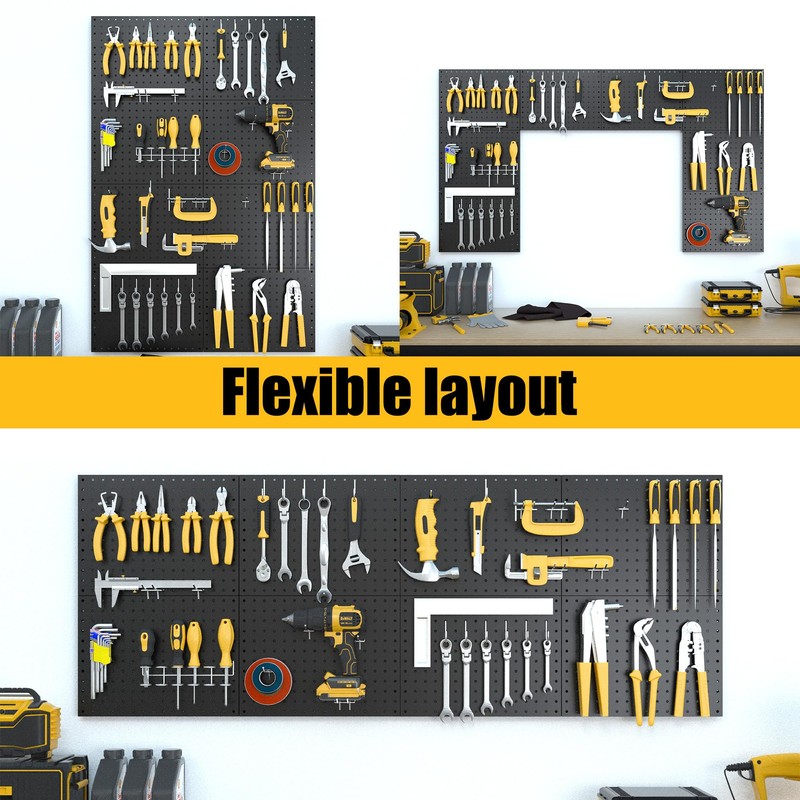 Spampur Peg Board, 8 Pack Metal Pegboard Panels White &