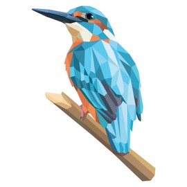 Wall Decal: Prismatic Bird on a Branch Artwork Creative and Abstract Design for Nursery Vinyl - Animal Creature Resting on a Tree Unique Art for Kid's Bedroom Decoration - 20" x 29"