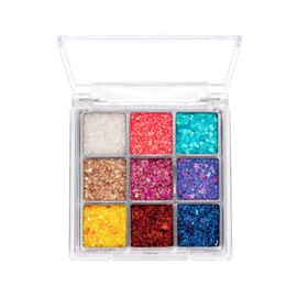 Eyeshadow Palette, 9 Colors, Glitter, Large Glitter, Multicolored, Long Lasting, Eye Makeup, Eyes, Hair, Body, Makeup, Children's Day, Stage, Wedding, Christmas, Cosplay, Photography (Multicolored C)