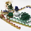 Length15 Yards，Width 4cm/1.57Inch, Gold & Green Sequins Lace Trim Craft