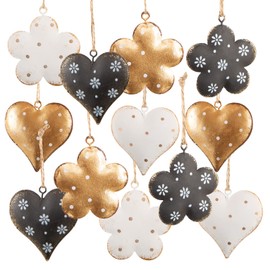 Logbuch-Verlag 12 Easter Pendants Easter Decoration Metal Pendant Flower Heart Green White Silver White Wedding Birthday Pendant Metal