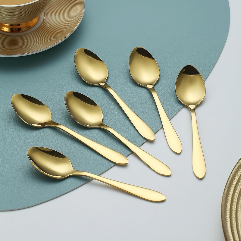 Kyraton Golden Teaspoons 12 Pieces 14cm Stainless Steel Titanium Plated