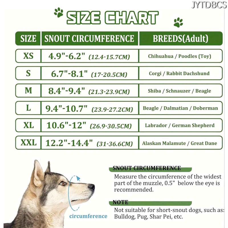 JYTDBCS Anti-bite dog muzzle Mesh cloth breathable anti-barking anti-eating pet